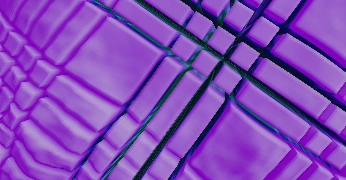 Dynamic abstract violet pattern with 3D geometric shapes creating a modern design.