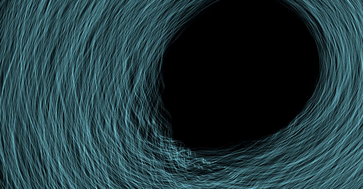 Swirling abstract light painting creating a tunnel-like effect with vibrant colors.